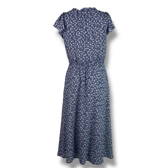 Lauren Ralph Lauren Blue Floral Midi Dress Size 14 – Elegant Boho Cottagecore - Picture 2 of 8